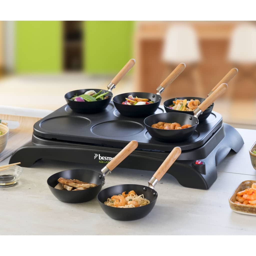 Ensemble De Wok Et Crêpière 6 Personnes AWS600 1000 W Noir Bestron 16 width=274