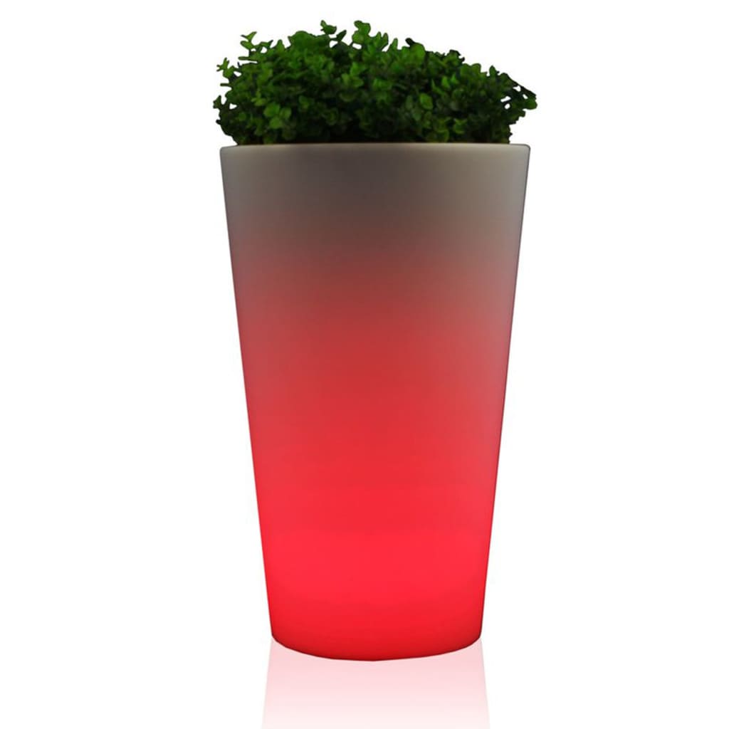 Eurotrail Lampe/pot de fleurs rond rechargeable à LED 38 cm