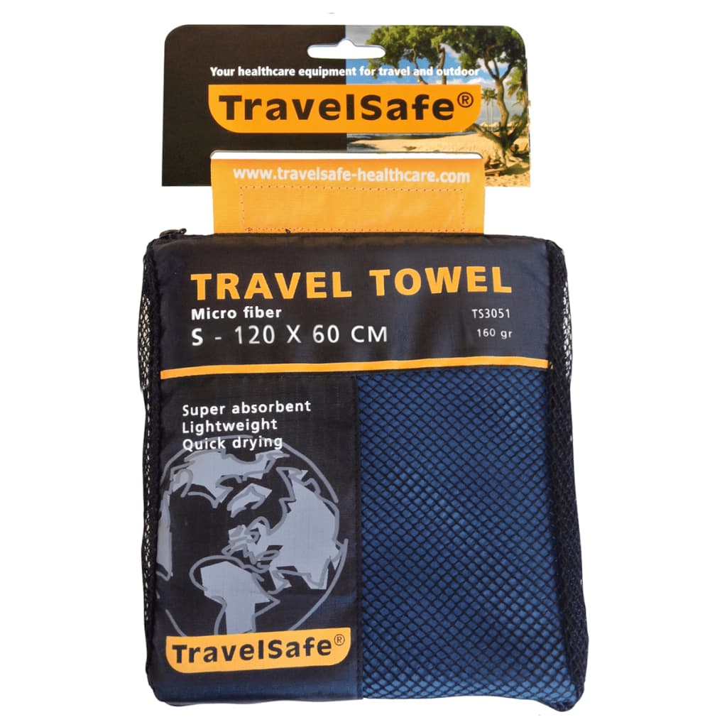 Travelsafe reishanddoek microvezel maat S (blauw) TS3051