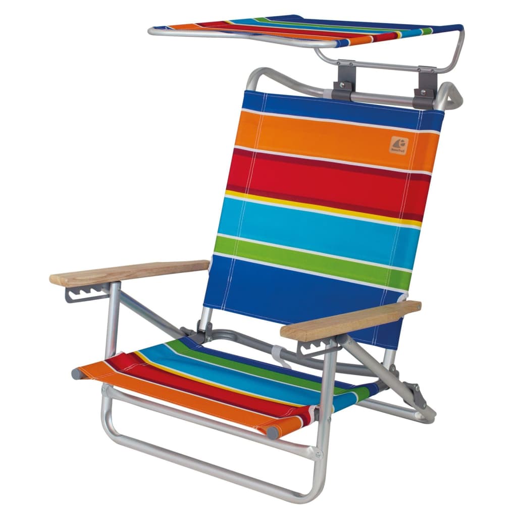 Eurotrail Chaise de plage 2 en 1 Mediterranee rayures colorées