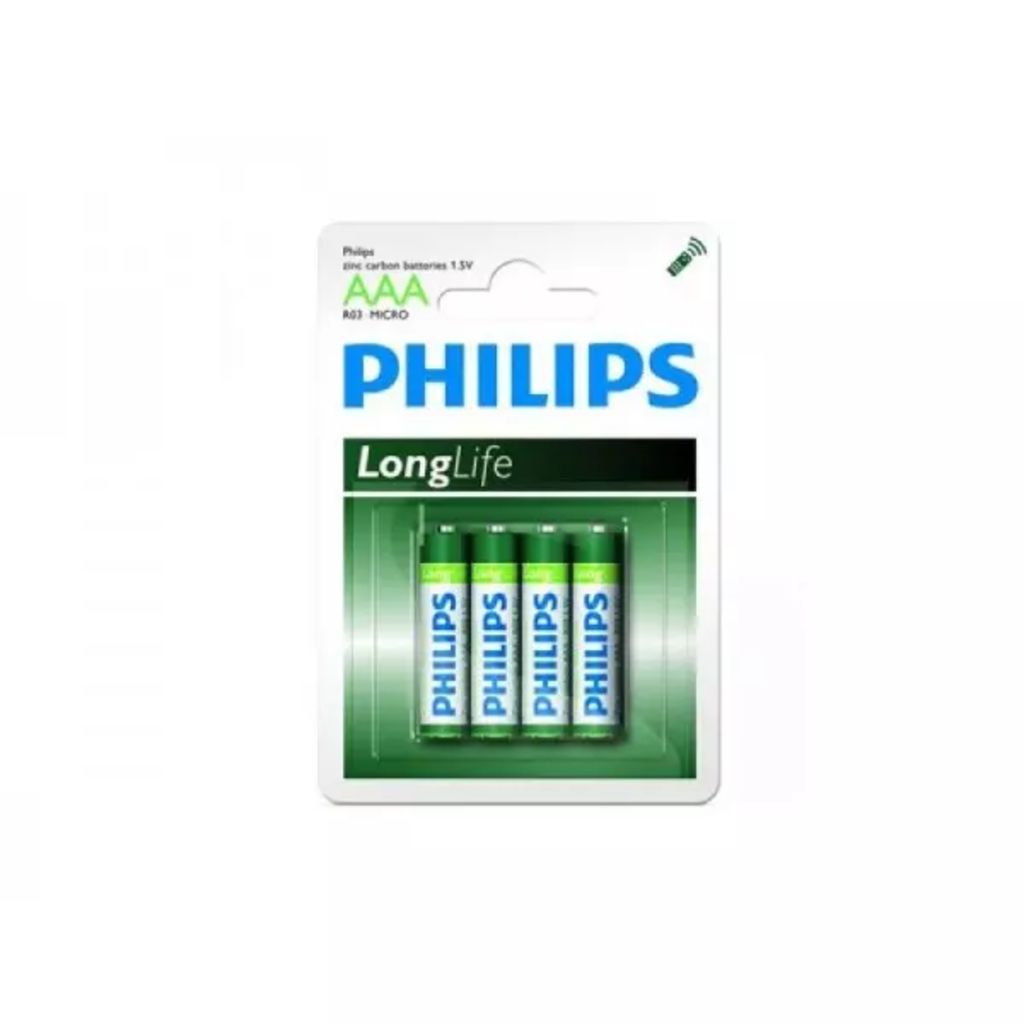 Philips Batterij LRO3 Longlife 1.5V AAA Per 4 Stuks