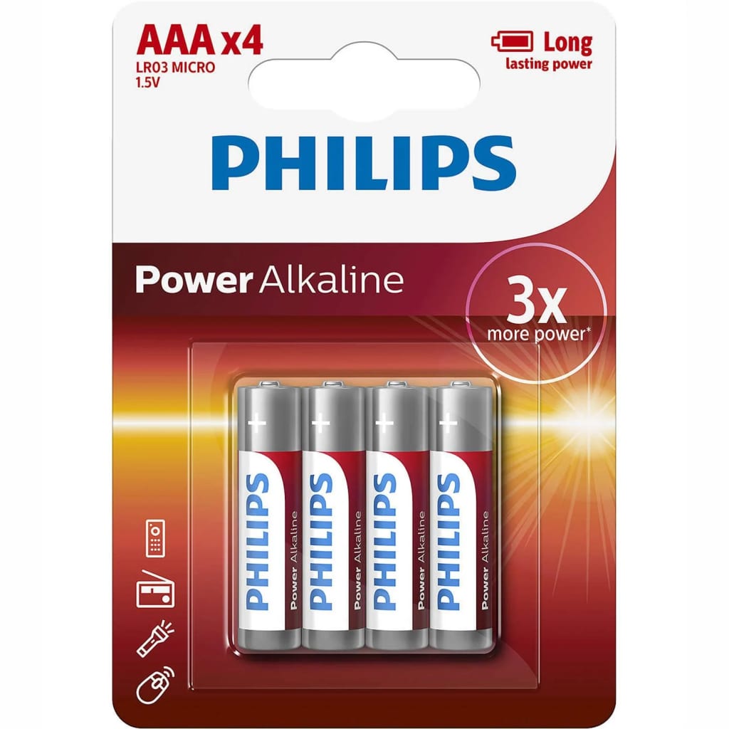 Afbeelding Philips PowerLife Batterij AAA LR03P4B/10 (4 per Blister) door Vidaxl.nl