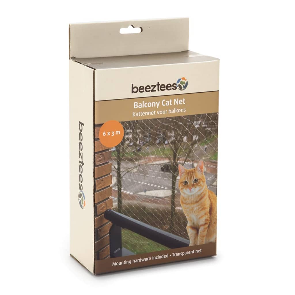 Beeztees Transparant Kattennet voor Balkon - 6 x 3 m