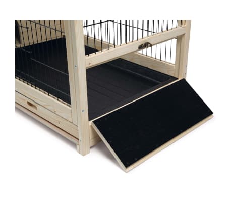 Jaula Para Conejos Grande Con Ruedas Y Techo Asfáltico Fabricado Con Madera Maciza De Abeto Y Acero PawHut