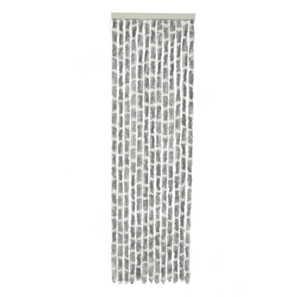 Travellife Rideau de porte Chenille Stripe 185x56 cm Gris et blanc