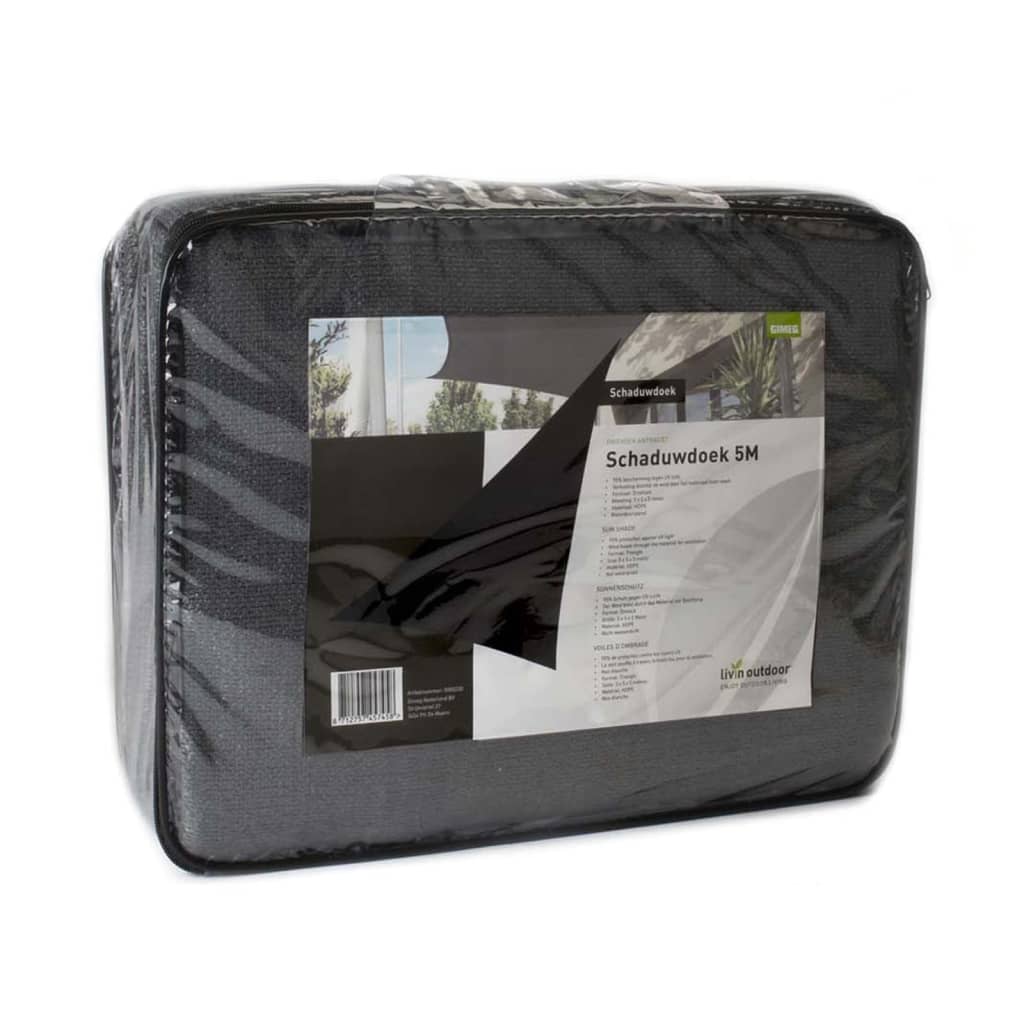 Pânză parasolar "Iseo", triunghi, gri, 5x5x5 m, HDPE