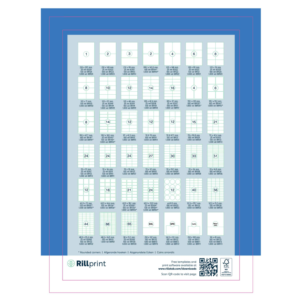 rillprint Etiketten 105x74 mm 500 vellen wit