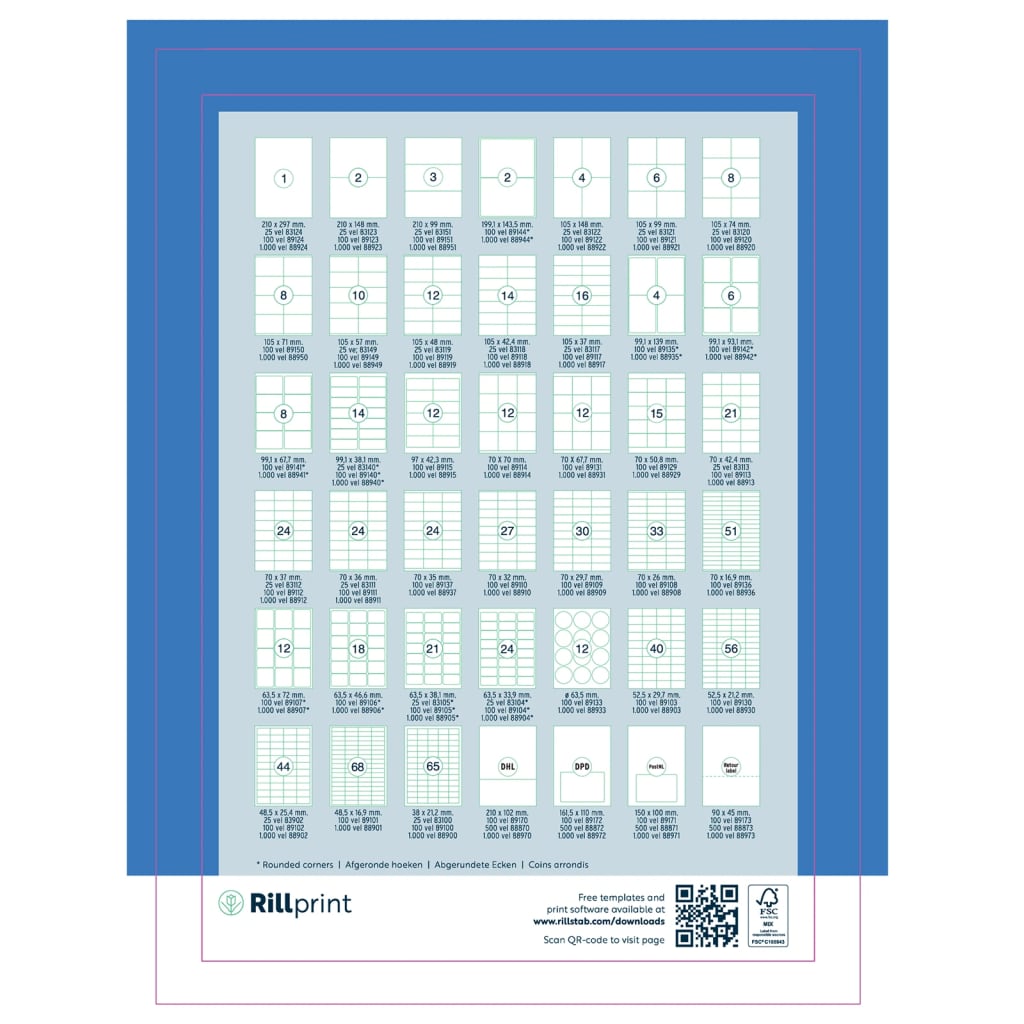 

rillprint Etiketten 210x148 mm 500 vellen wit