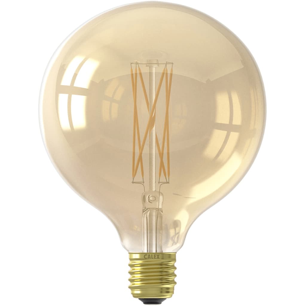 Calex LED volglas LangFilament Globelamp 240V 4W 320lm E27 GLB125, Goud 2100K Dimbaar