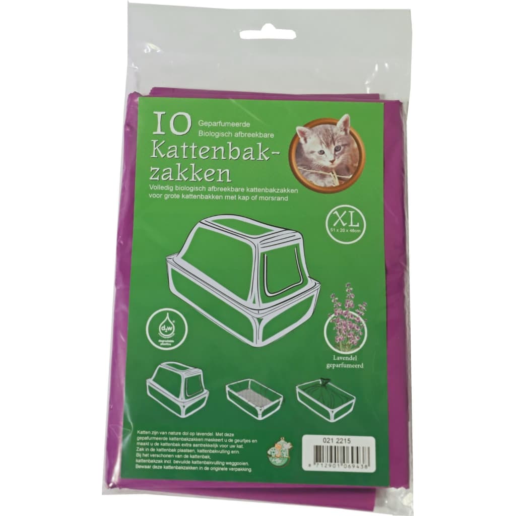 Boon Bio-Kattenbakzakken Lavendel - Maat XL - 10 stuks (51 x 20 x 46 cm)