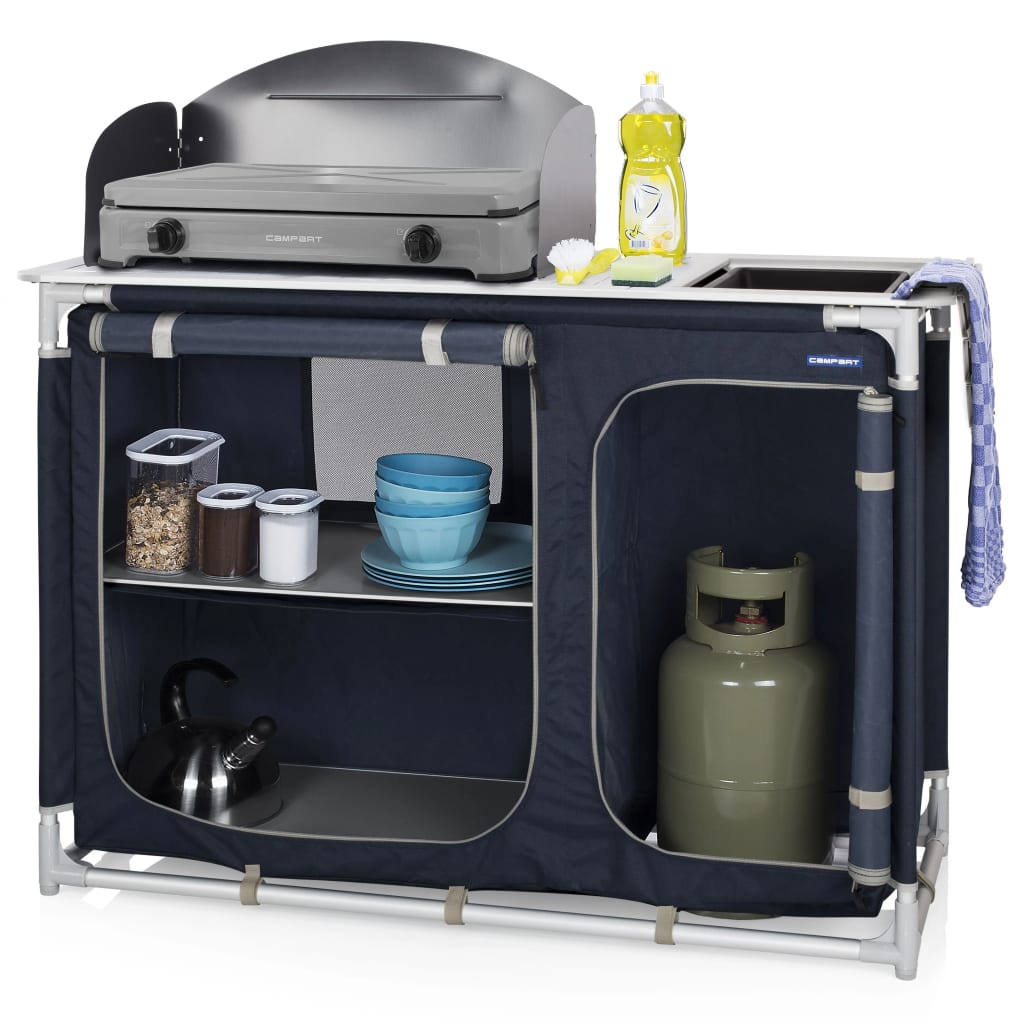 Afbeelding Campart Travel Buitenkeuken Alicante 121,5x82x114 cm blauw door Vidaxl.nl