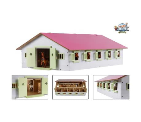 Kids Globe Horse Stable With 9 Boxes 1 32 Pink Children Toy Farm