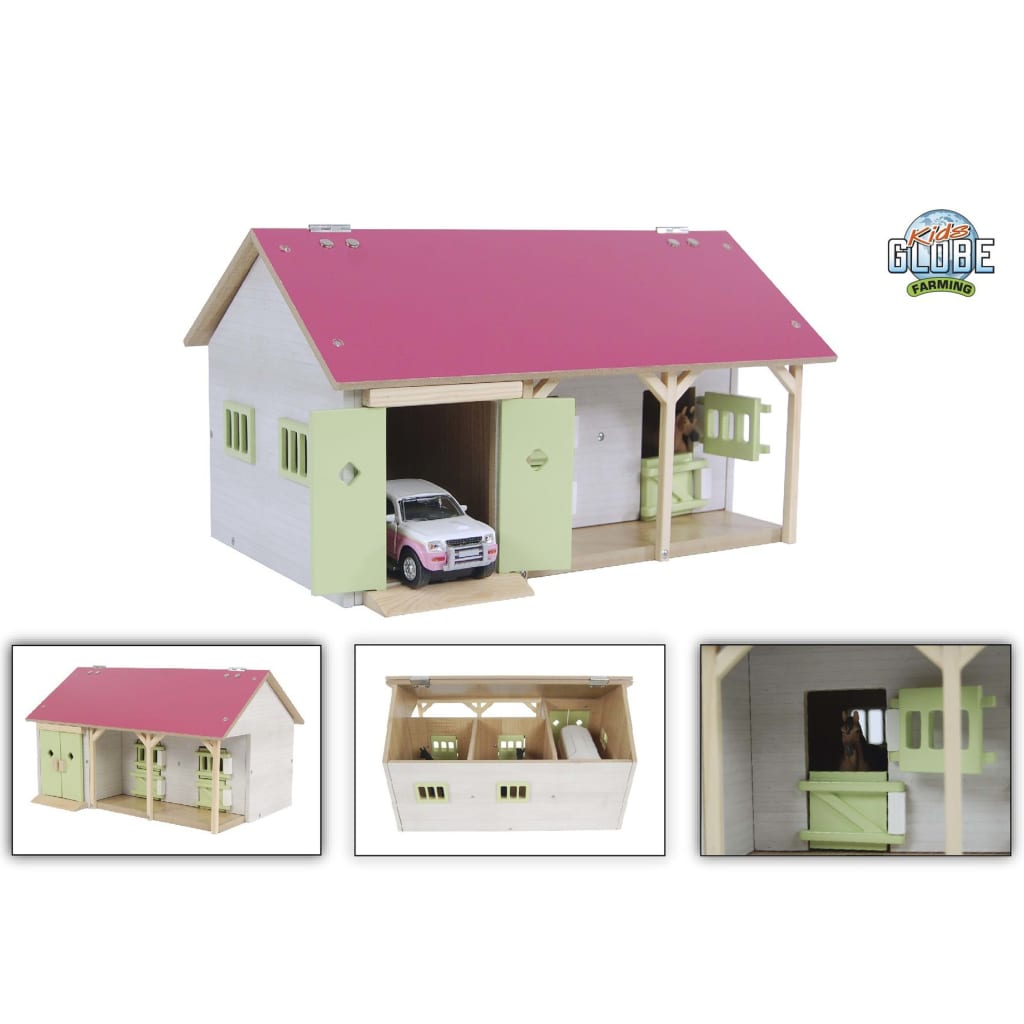 Kids Globe Horse Stable with 2 Boxes and Storage 1:32 Pink