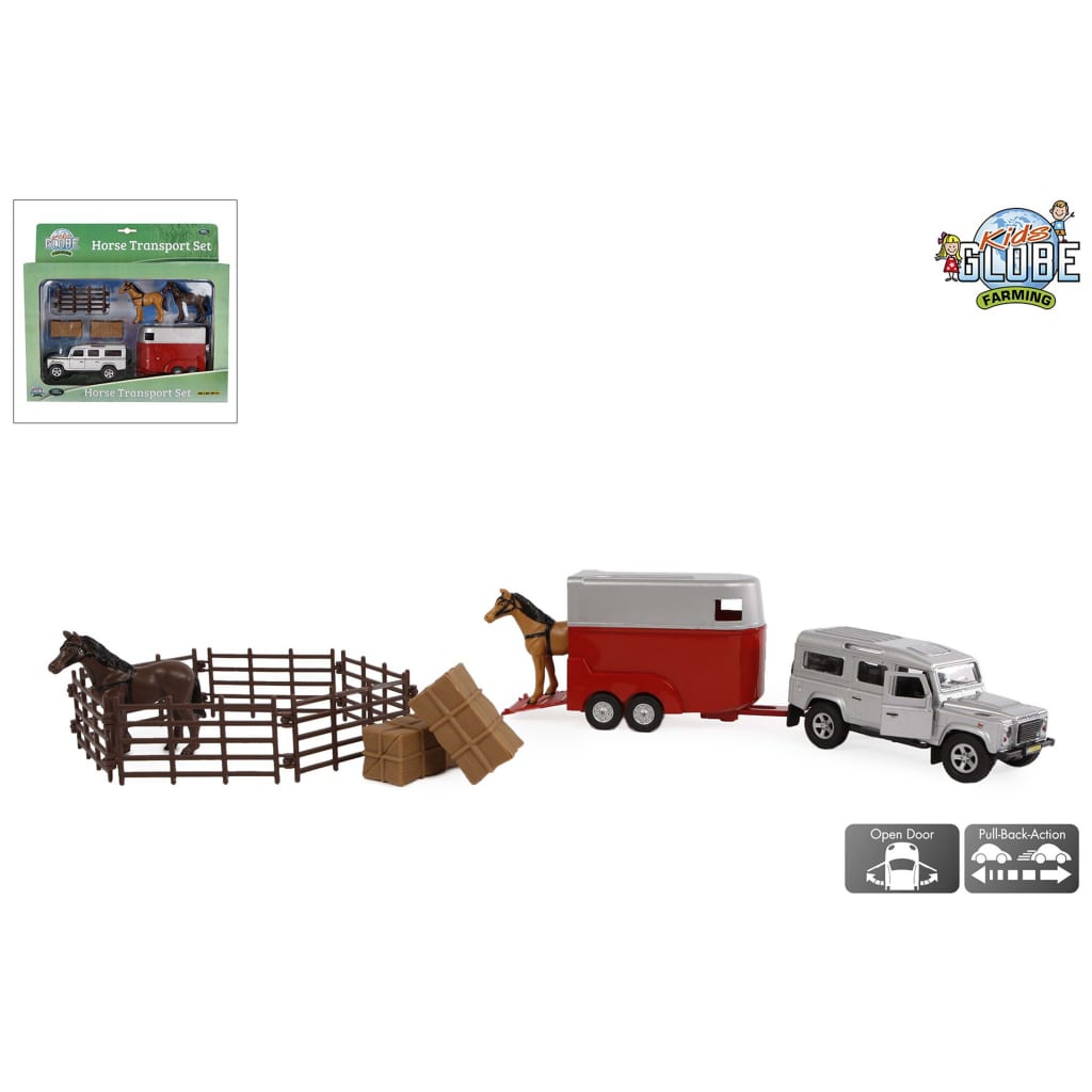 Kids Globe Land Rover met paardentrailer en accessoires 26 cm