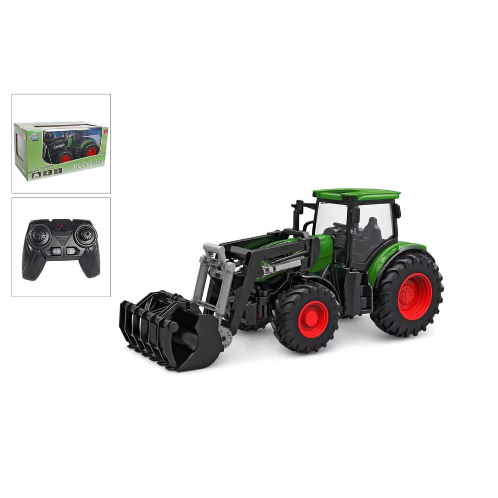 Kids Globe RC traktori 2,4 GHz 27 cm vihreä ja punainen