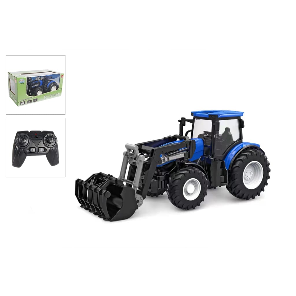 Afbeelding Kids Globe Tractor radiografisch bestuurbaar 2,4 GHz 27 cm blauw zwart door Vidaxl.nl