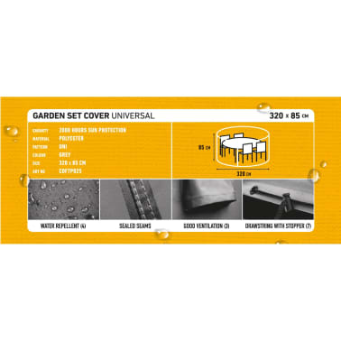 Madison Cobertura para mobiliário de exterior redonda 320 cm cinzento[12/14]