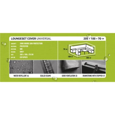 Madison Cobertura para lounge de exterior 205x100x70 cm cinzento[13/15]