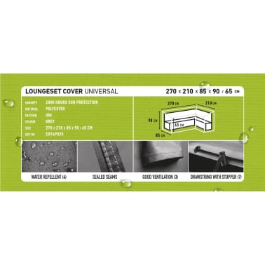 Madison Cobertura p/ lounge de exterior 270x210x90cm direita cinzento[11/12]