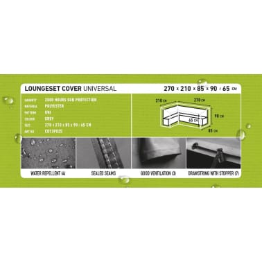 Madison Cobertura p/ lounge de exterior 270x210x90cm esquerda cinzento[11/12]
