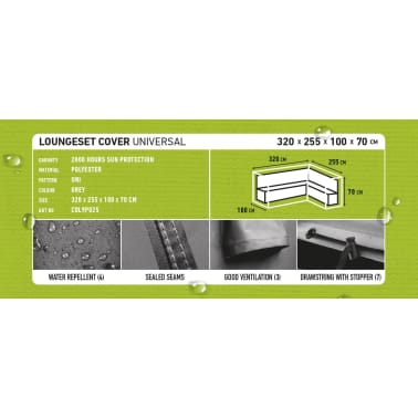 Madison Cobertura p/ lounge de exterior 320x255x70 cm direita cinzento[12/13]