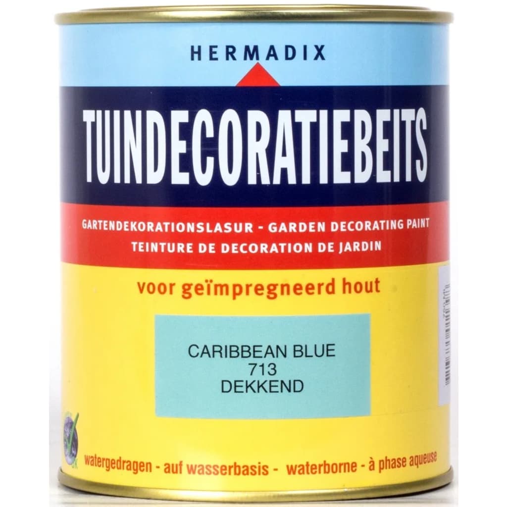 Afbeelding Hermadix Tuindecoratiebeits 713 caribbean blue 750 ml door Vidaxl.nl