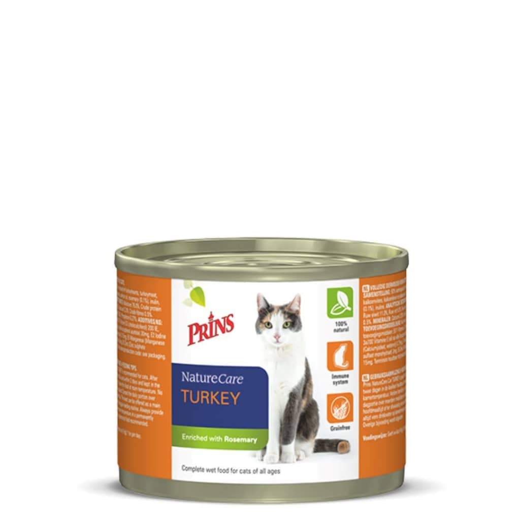 Prins NatureCare Kalkoen Blik 200 gr kattenvoer Per 2