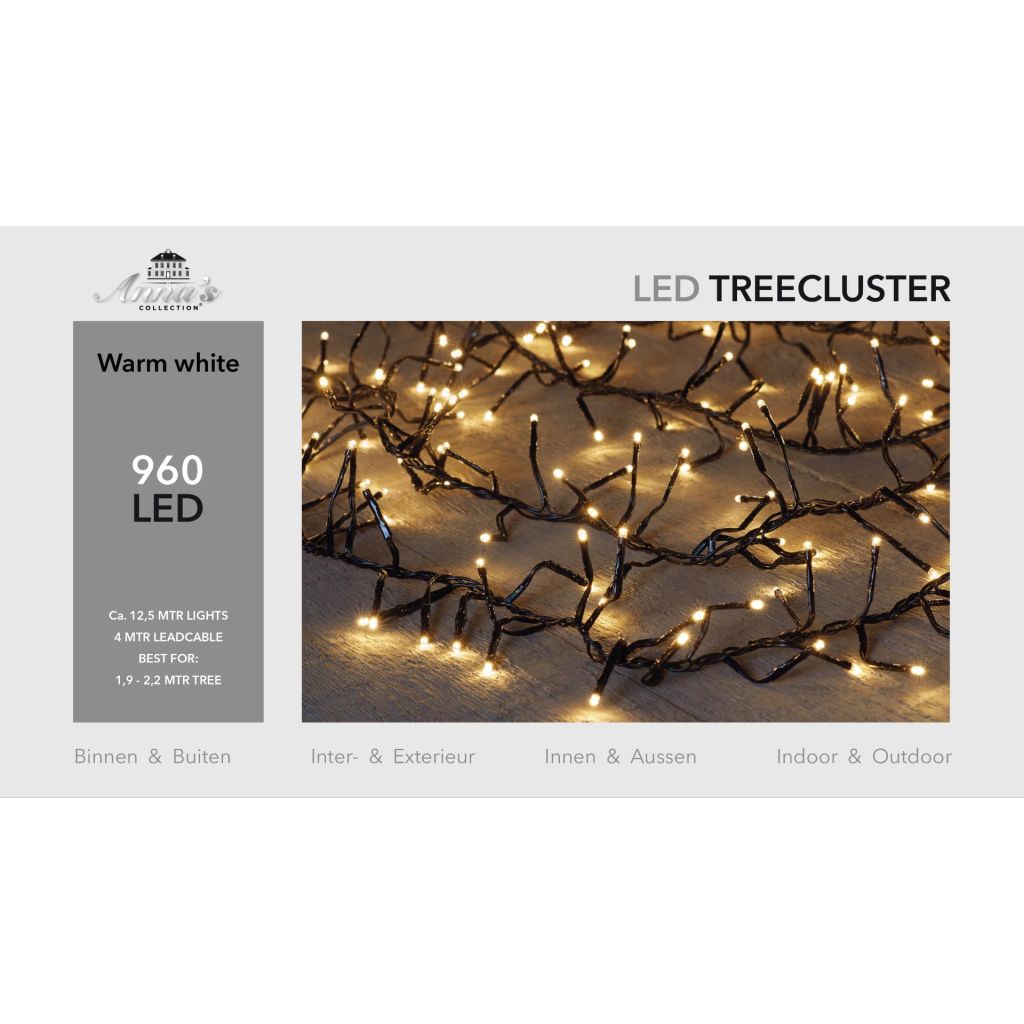 Afbeelding Anna's Collection 1,9-2,2m treecluster 12,5m/960led warm wit door Vidaxl.nl