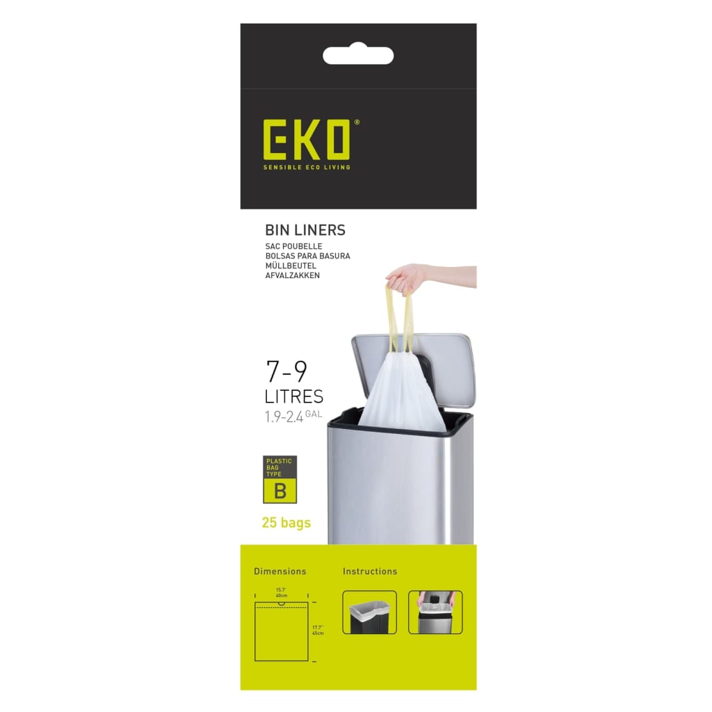 EKO Set saci de gunoi "B", alb, 7-9 L, 24x25 buc.