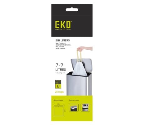 EKO Set saci de gunoi "B", alb, 7-9 L, 24x25 buc.