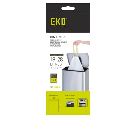 EKO Ensemble sacs poubelle F1 18-28 L 24x20 pcs Blanc