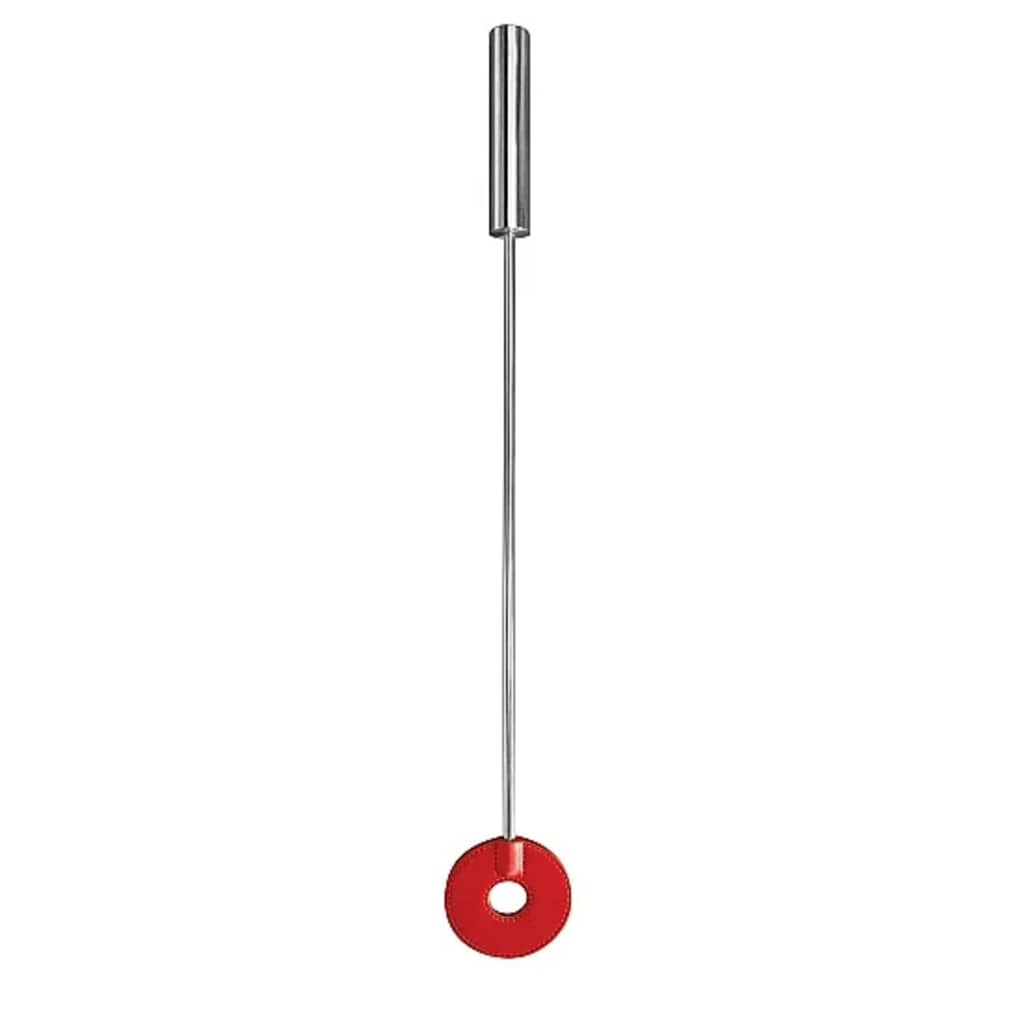 Shots - Ouch! Whips and Paddles Leather Circle Tipped Crop - Red
