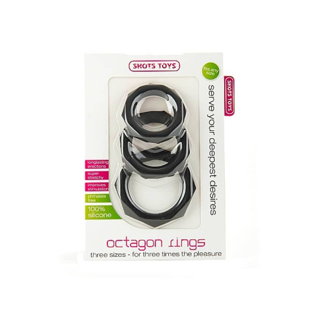 Shotsshots Toys Shots Octagon Rings 3 Sizes Black shotsshots toys kopen in de aanbieding