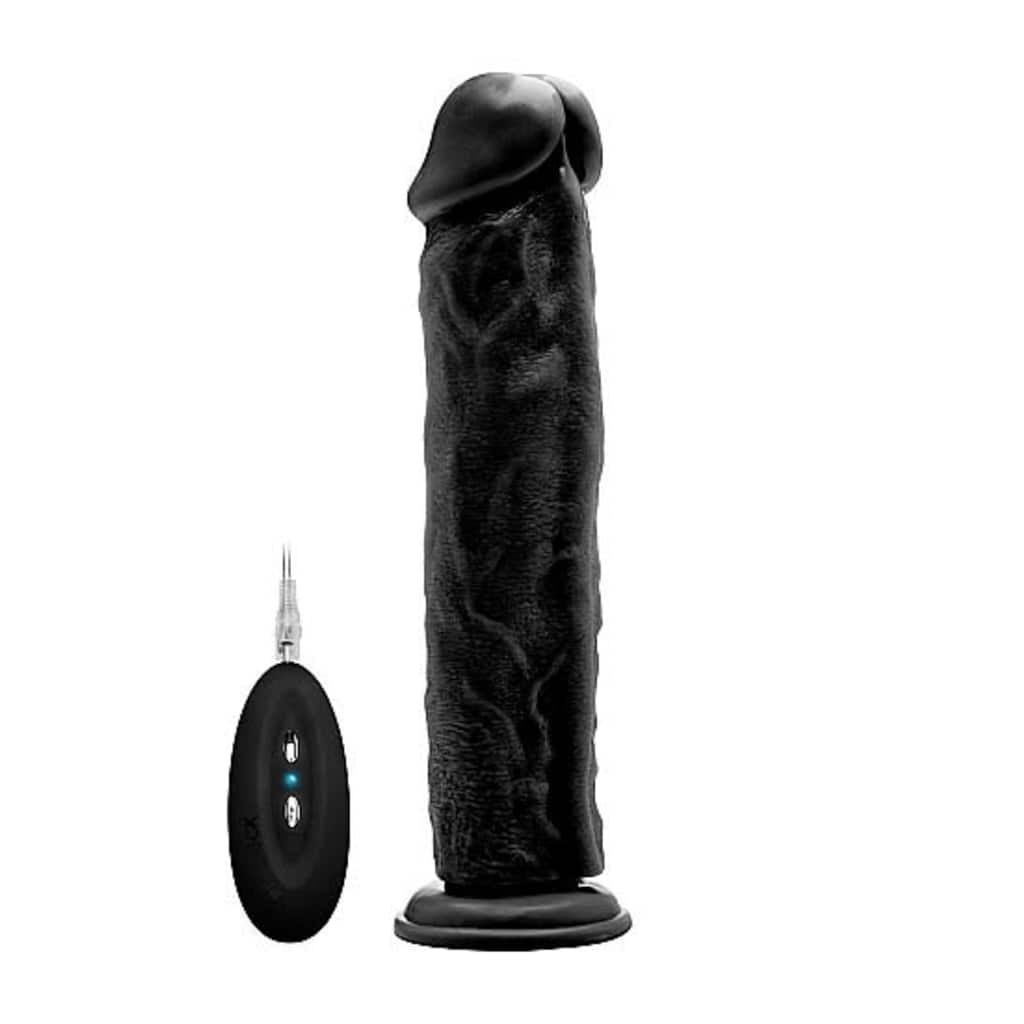 Afbeelding Shots - RealRock Vibrating Realistic Cock - 11" - Black door Vidaxl.nl