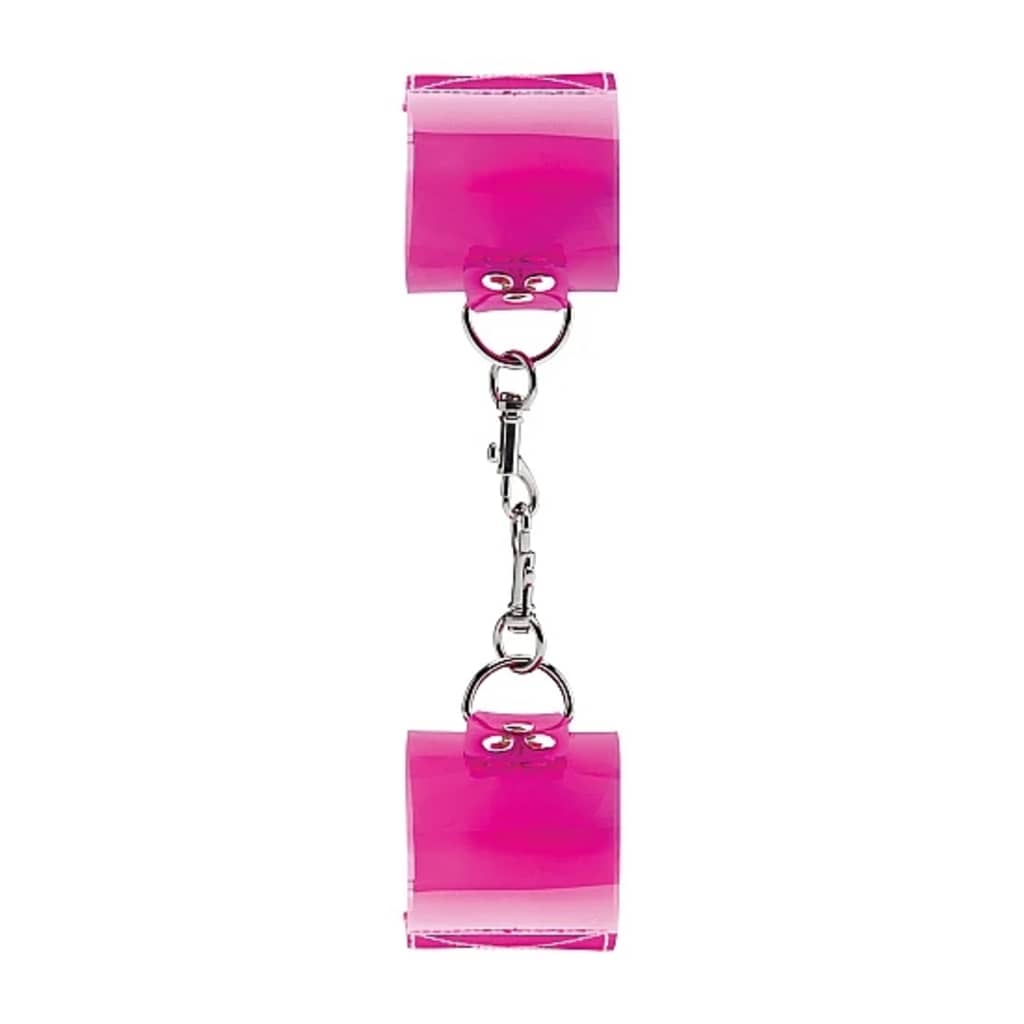 Shots - Bad Romance Pink Translucent Handcuffs with Velcro
