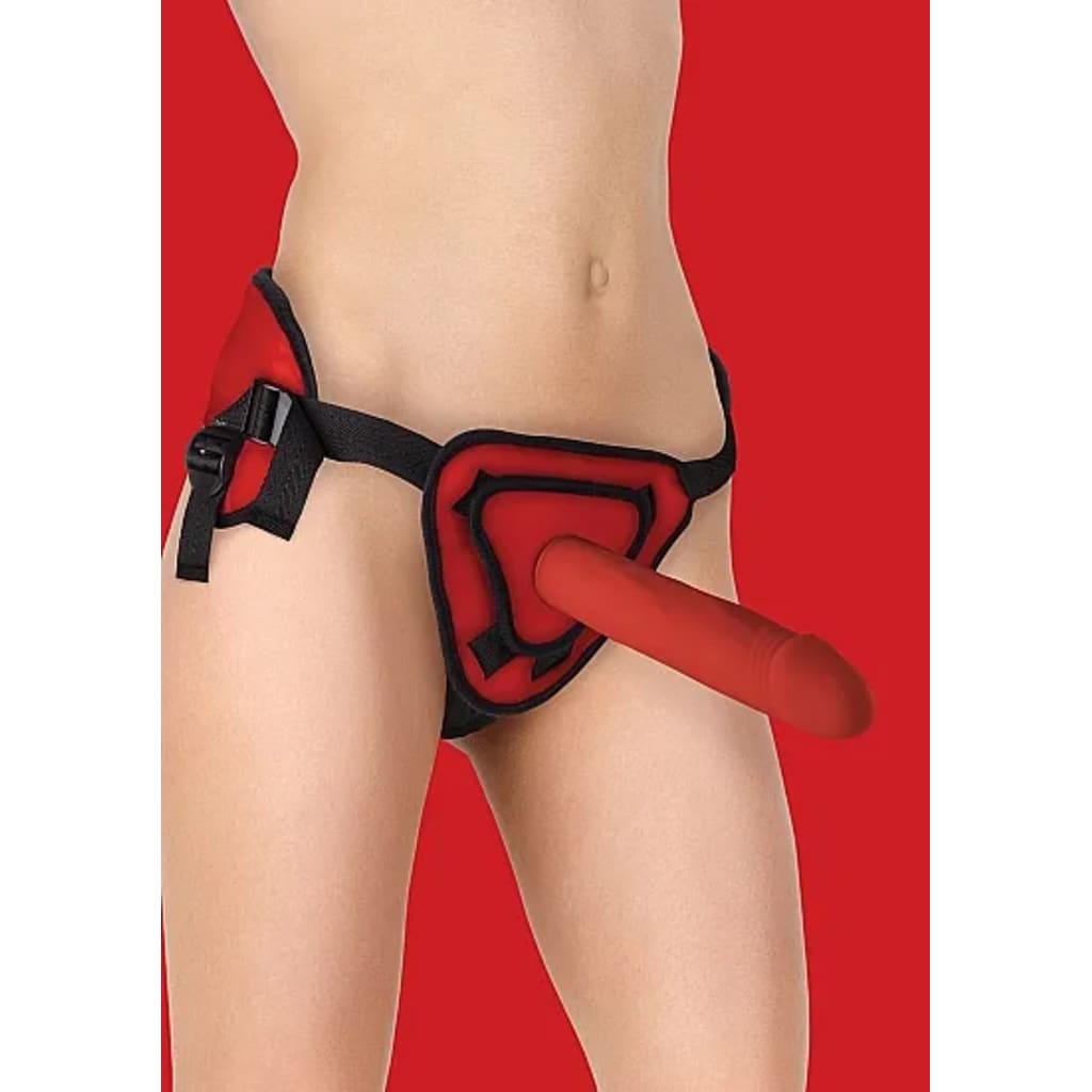 Shots - Ouch! Shots - Ouch! Deluxe Silicone Strap On - 10 Inch - Red