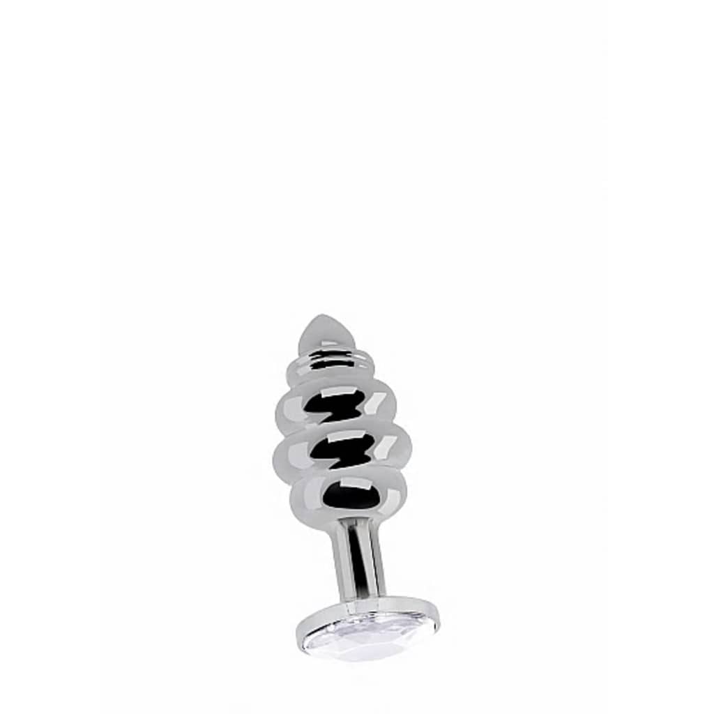 Shots - Rich Ribbed Diamond Plug - 2.75 Inch - Silver