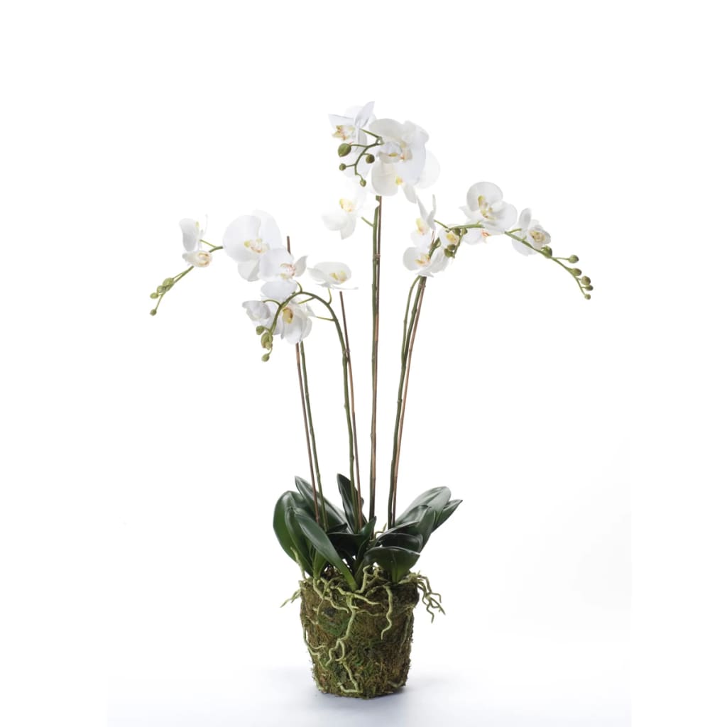 Emerald Kunstig orkidé med mose hvit 90 cm 20.355 - Kunstig flora - Kunstig plante blomst