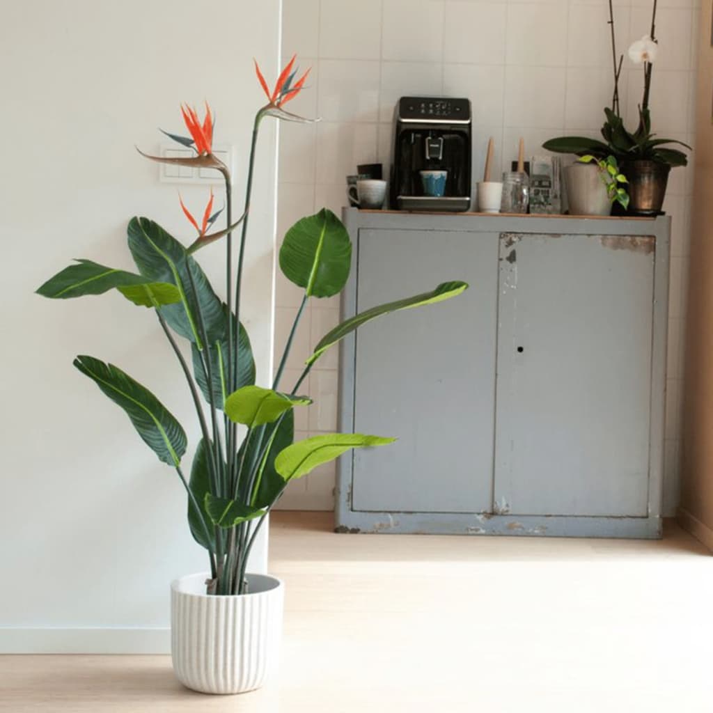 Emerald Kunstig plante Strelitzia i potte med blomster 120 cm - Kunstig flora - Kunstig plante blomst