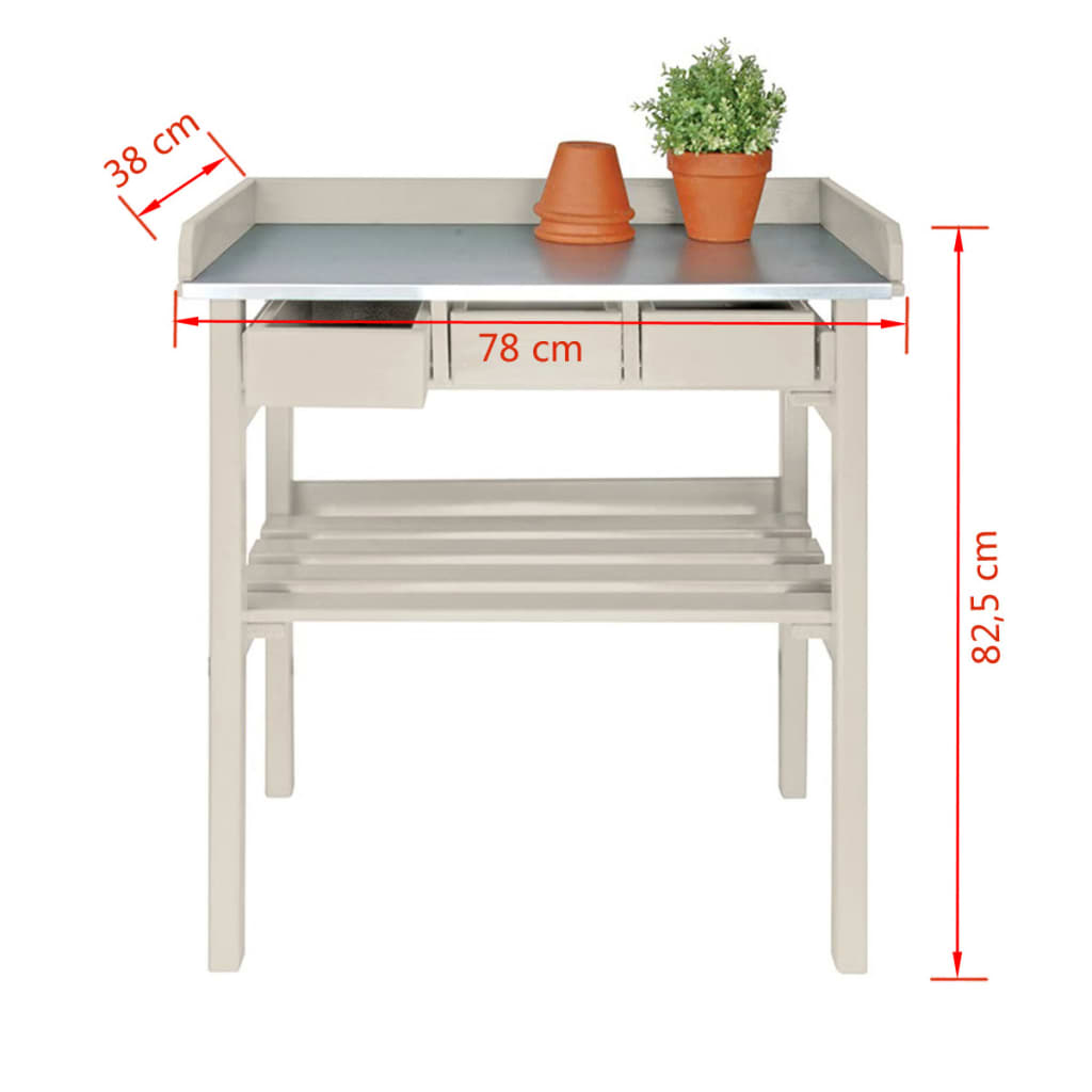 Esschert Design CF29W fehér kerti munkapad 