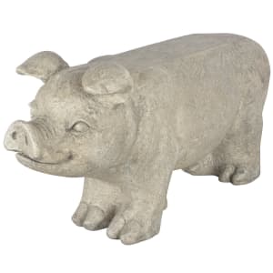 Esschert Design Banc de jardin en pierre en forme de cochon Gris AV13