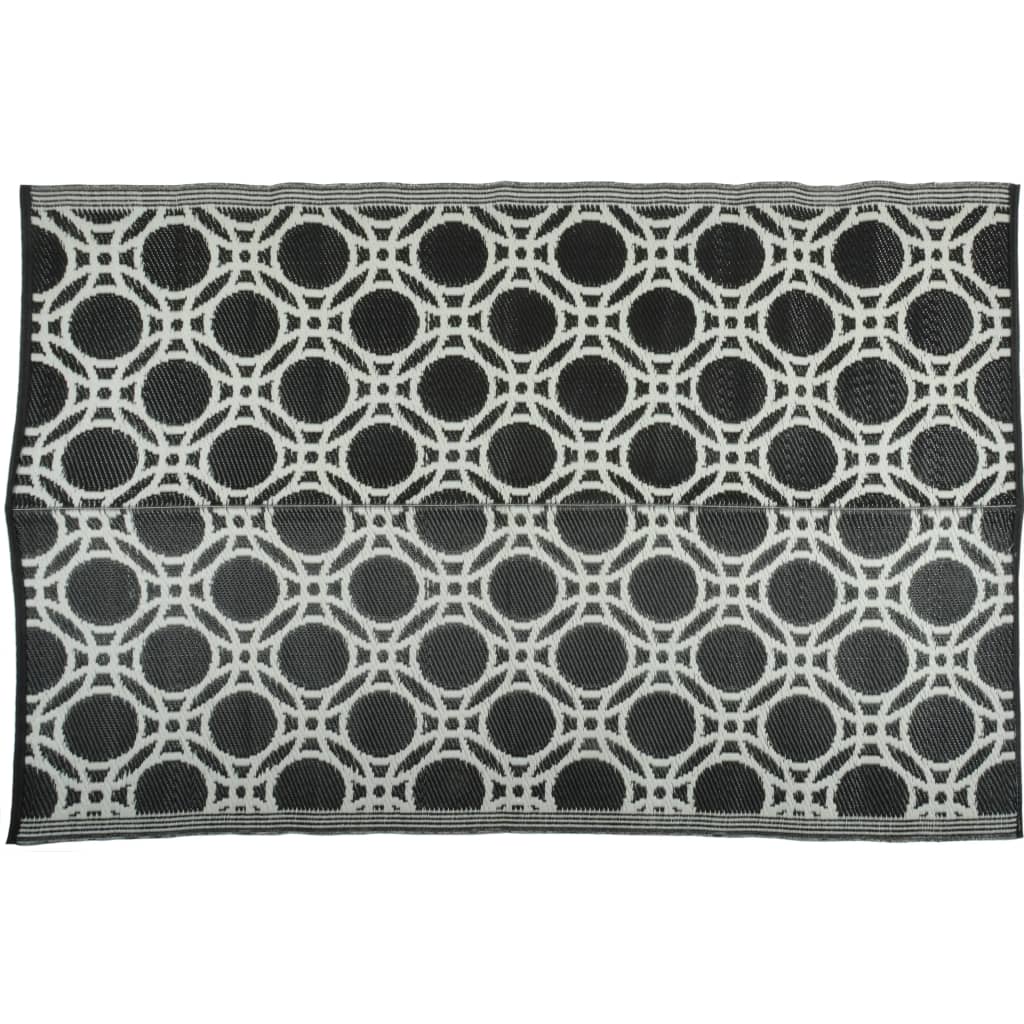 Esschert Design Buitenkleed cirkels 174x121 cm zwart en wit OC17