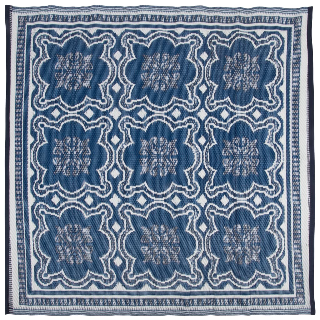 Esschert Design Tapis d'extérieur 151,5 cm Bleu et blanc OC23