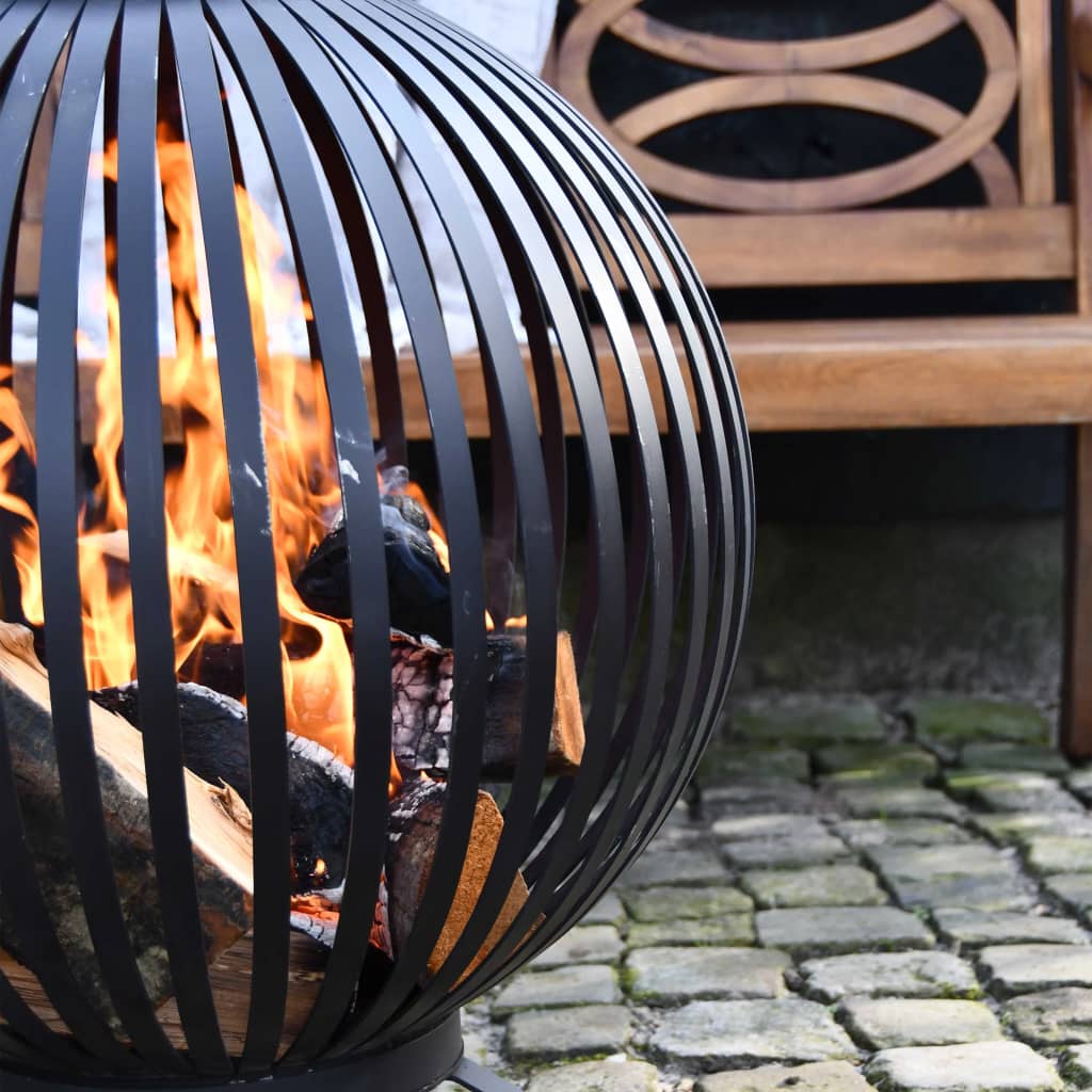 Esschert Design Kôš na oheň guľový čierny uhlíková oceľ