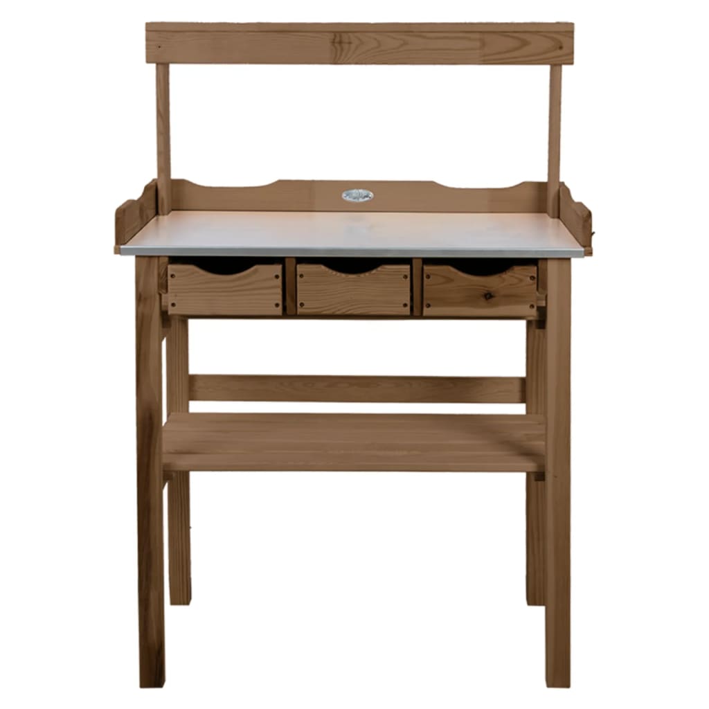 Esschert Design Potting Table with Drawer and Rack Brown