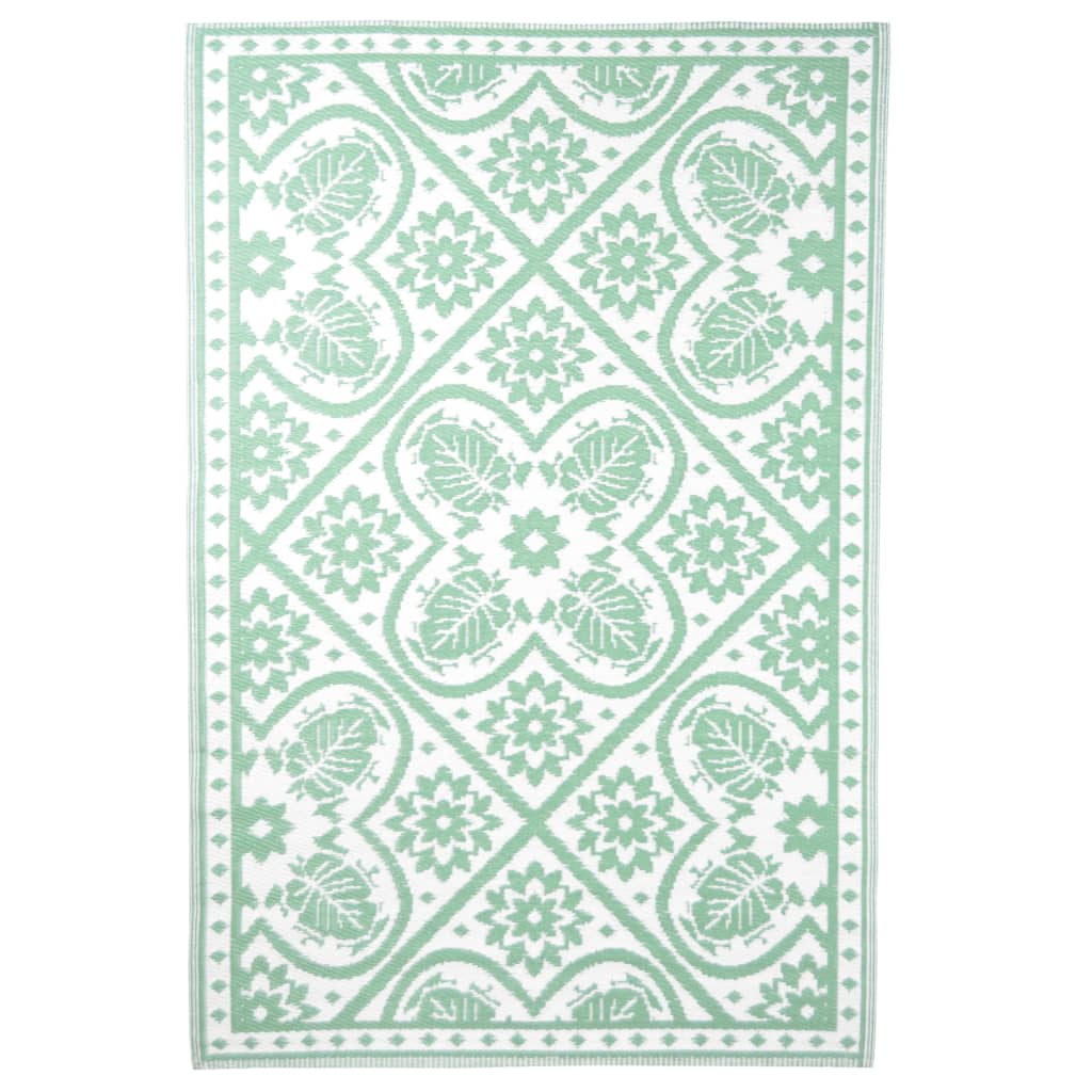 Esschert Design zöld és fehér csempe mintás kültéri szőnyeg 182x122 cm 