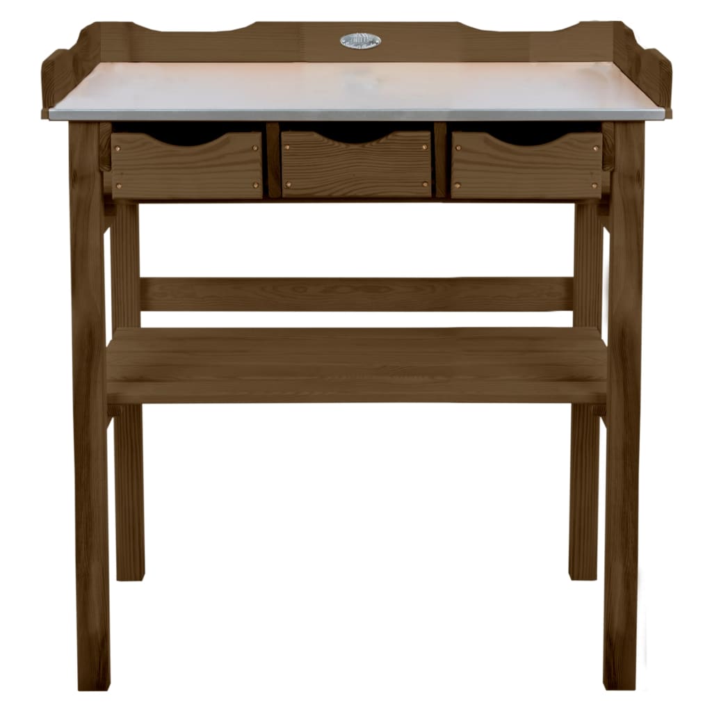 Esschert Design Přesazovací stolek se zásuvkami hnědý