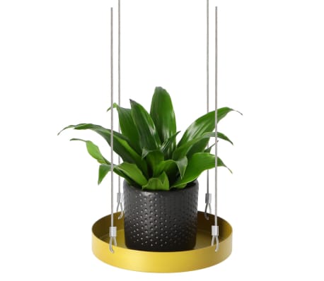 Esschert Design Tabuleiro para plantas suspenso redondo S dourado