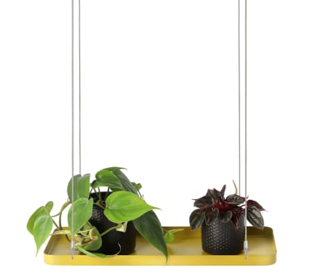 Esschert Design Bandeja colgante para plantas rectangular dorada S