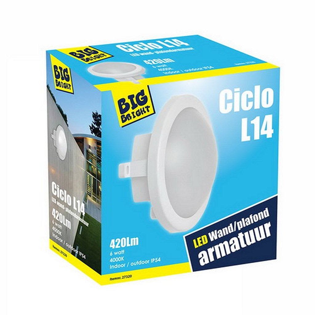 Afbeelding Big Bright Ciclo L14 LED Plafond/Wandlamp 6W 4000K 420LM 17cm door Vidaxl.nl